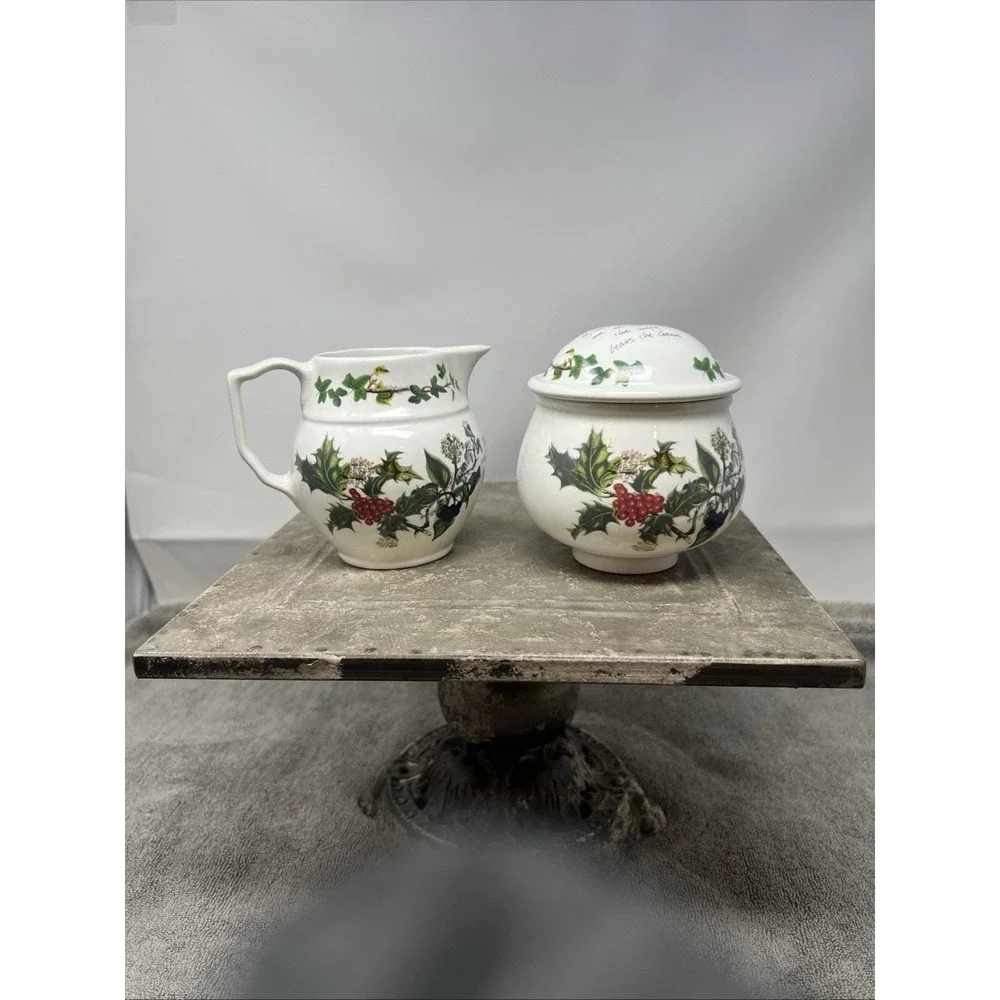Portmeirion Holly & The Ivy  Sugar & Creamer - Made in Britain EXCELLENT